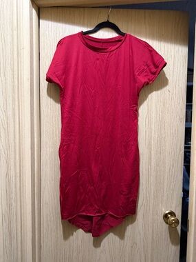 Red Short Sleeve T-Shirt Dress with pockets